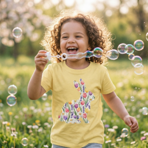Floral Bunny Kids Easter T-Shirt | Spring Bunny Graphic Tee